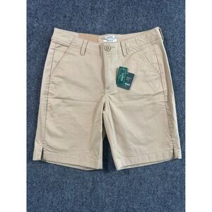 LL Bean Favorite Fit Khaki Chino Shorts Womens 6 Regular Tan Stretch Hiking